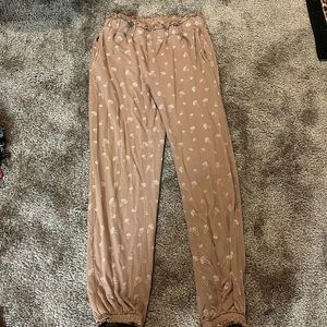 Light brown mushroom print lounge pants